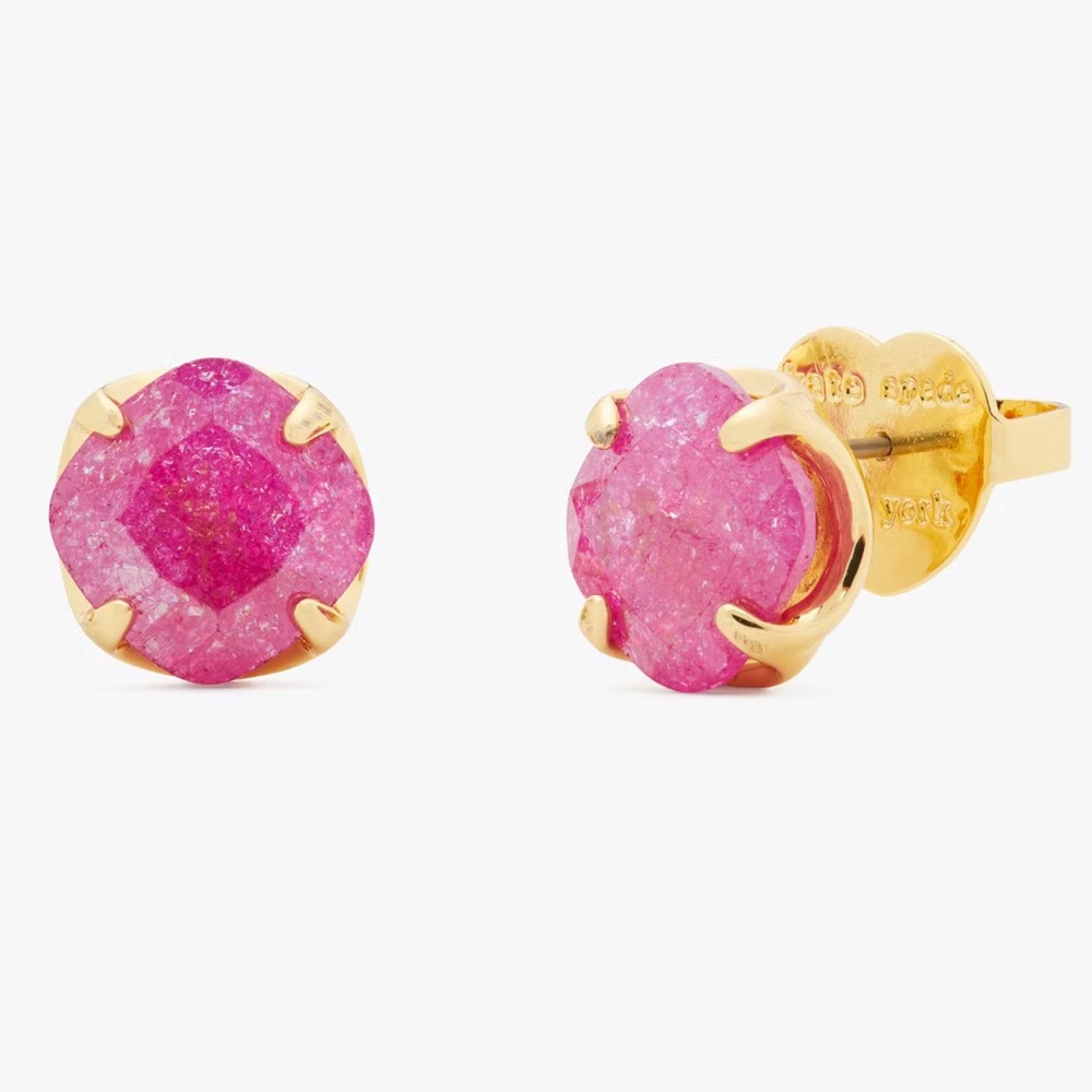 Kate Spade Fuchsia CZ Gold Tone Stud Earrings - Picture 5 of 8